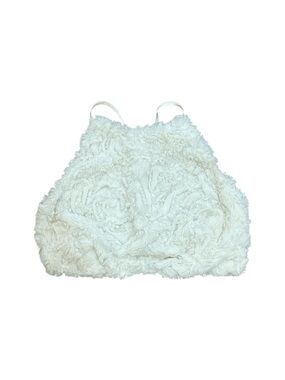 Vintage White Fur Halter Crop Top